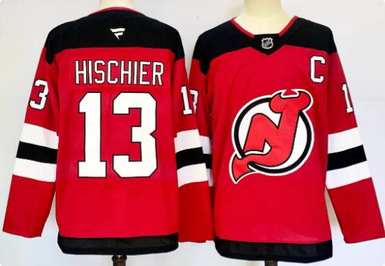 Men's New Jersey Devils #13 Nico Hischier Red 2024-25 Home Stitched Hockey Jersey