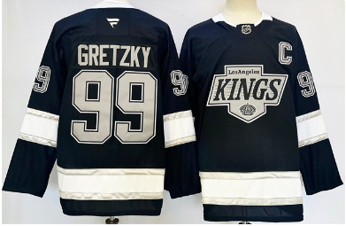 Men's Los Angeles Kings #99 Wayne Gretzky Black 2024-25 Home With C Patch Stitched Hockey Jersey