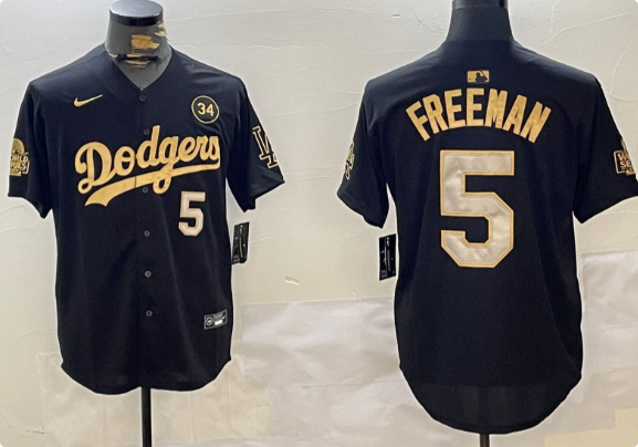 Men's Los Angeles Dodgers #5 Freddie Freeman Black Stitched Baseball Jersey