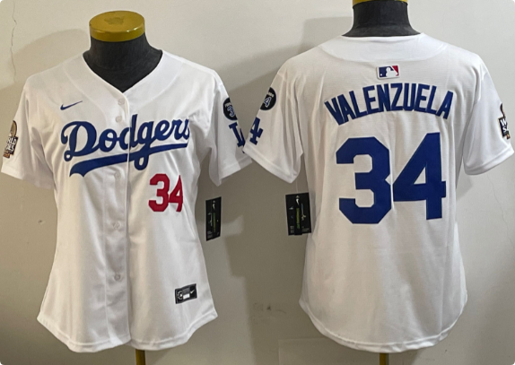 Women's Los Angeles Dodgers #34 Toro Valenzuela white Stitched Baseball Jersey