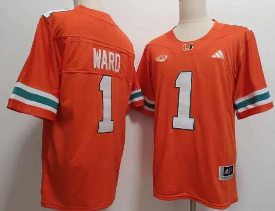 men's Miami Football stitched Jersey #1 CAM WARD