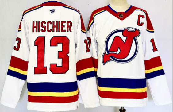 Men's New Jersey Devils #13 Nico Hischier White 2022 Reverse Retro Authentic Jersey