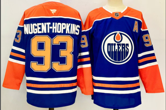 Fanatics Blue Men's Edmonton Oilers #93 Ryan Nugent-Hopkins   Stitched NHL Jersey