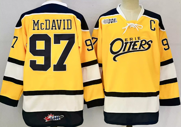 CHL Erie Otters 97 Connor McDavid Yellow Men Jersey