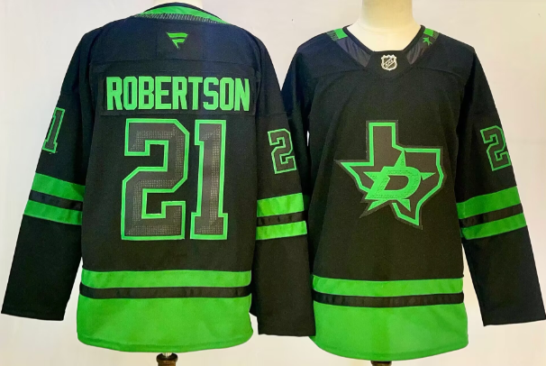 Men's Dallas Stars #21 Jason Robertson Black stitched Jersey