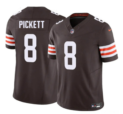 Men's Cleveland Browns #8 Kenny Pickett Brown 2025 F.U.S.E. Vapor Limited Football Stitched Jersey