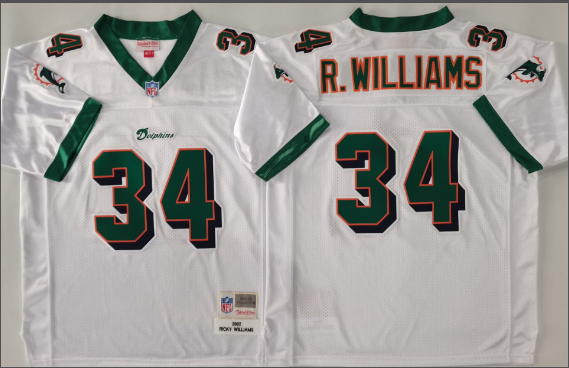 Men's Dolphins #34 Ricky Williams stitched Football Jersey