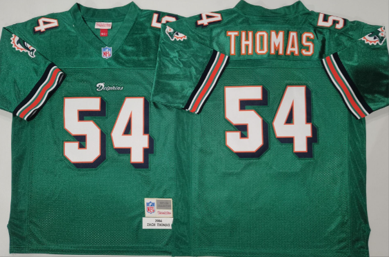 Men's Zach Thomas Aqua Miami Dolphins stitched Jersey