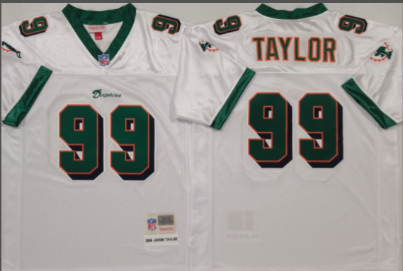 Men's Jason Taylor Aqua Miami Dolphins stiched Jersey