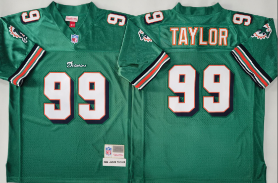 Men's Jason Taylor Aqua Miami Dolphins stiched Jersey