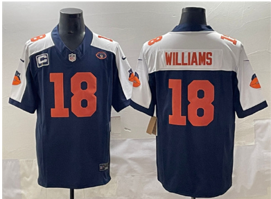 Men's Chicago Bears #18 Caleb Williams Navy White F.U.S.E. With 1-star C Patch And No. 51 Patch Throwback Football Stitched Jersey