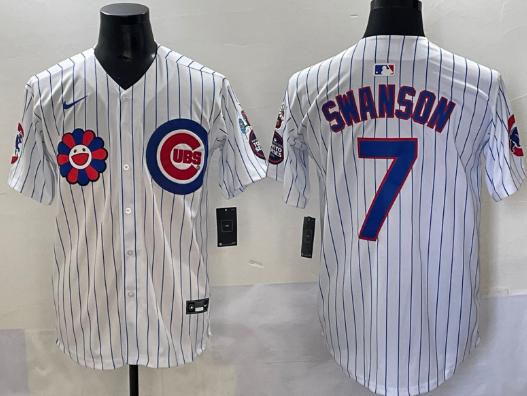 Men's Chicago Cubs #7 Dansby Swanson White 2025 Tokyo Series Limited Stitched Baseball Jersey