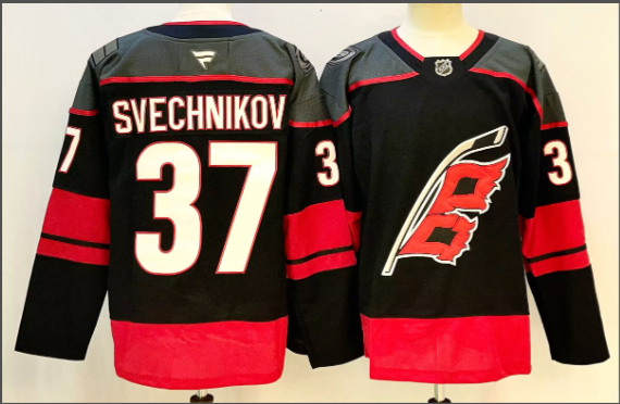 Men's Carolina Hurricanes #37 Andrei Svechnikov Black 2024-25 Home Stitched Hockey Jersey