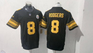 Men's Pittsburgh Steelers #8 Aaron Rodgers Black 2025 F.U.S.E. Vapor Limited Football Stitched Jersey