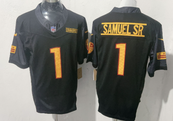 Men's Washington Commanders #1 Deebo Samuel Sr 2025 Vapor Limited Football Stitched Jersey