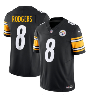 Men's Pittsburgh Steelers #8 Aaron Rodgers Black 2025 F.U.S.E. Vapor Limited Football Stitched Jersey