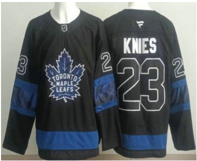 Men's Toronto Maple Leafs #23 Matthew Knies Black Alternate Authentic Jersey