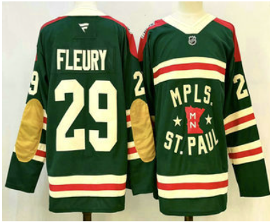 Men's Minnesota Wild #29 Marc Andre Fleury Green Winter Classic Stitched Authentic Jersey