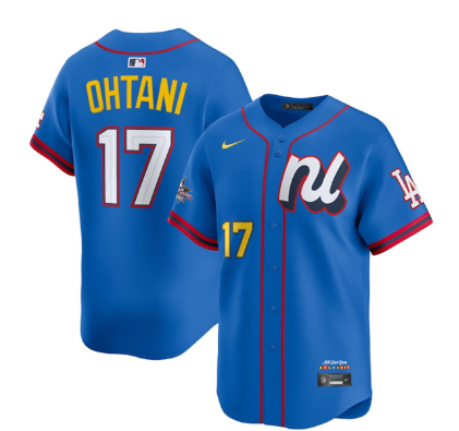 Men's National League #17 Shohei Ohtani Blue 2025 All-Star Edition Limited Stitched Baseball Jersey