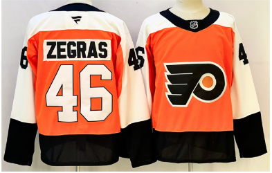 Men's Philadelphia Flyers #46 Trevor Zegras Orange 2024 Stitched Jersey