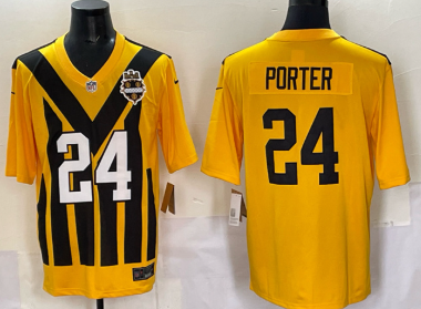 Men's Pittsburgh Steelers #24 Joey Porter Jr. Gold 1933 Throwback Alternate Football Stitched Game Jersey