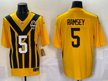 Men's Pittsburgh Steelers #5 Jalen Ramsey Gold 1933 Throwback Alternate Football Stitched Game Jersey