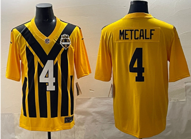 Men's Pittsburgh Steelers #4 DK Metcalf Gold 1933 Throwback Alternate Football Stitched Game Jersey