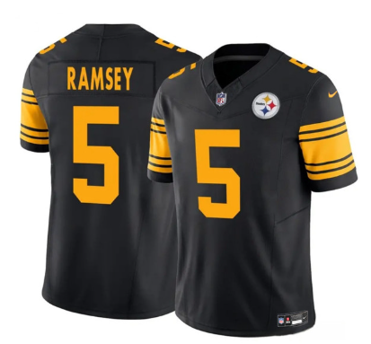 Men's Pittsburgh Steelers #5 Jalen Ramsey Black 2025 F.U.S.E. Color Rush Vapor Limited Football Stitched Jersey