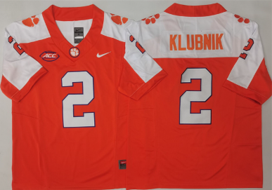 Men's Clemson Tigers #2 Cade Klubnik Orange White F.U.S.E. Stitched Football Jersey