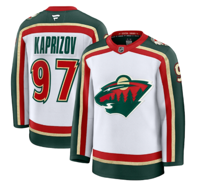 Men's Minnesota Wild #97 Kirill Kaprizov White 2025 25th Anniversary Stitched Hockey Jersey Men's Minnesota Wild #97 Kirill Kaprizov White 2025 25th Anniversary Stitched Hockey Jersey