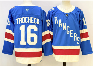Men's New York Rangers #16 Vincent Trocheck Blue 2025 Stitched Hockey Jersey Men's New York Rangers #16 Vincent Trocheck Blue 2025 Stitched Hockey Jersey