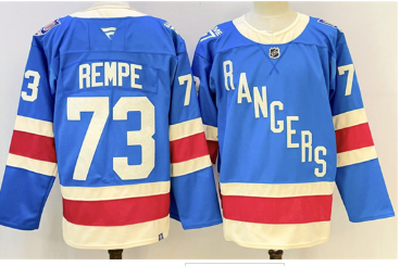 Men's New York Rangers #73 Matt Rempe Blue 2025 Stitched Hockey Jersey Men's New York Rangers #73 Matt Rempe Blue 2025 Stitched Hockey Jersey