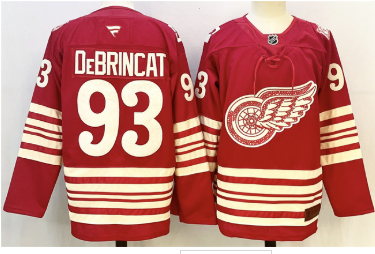 Men's Detroit Red Wings #93 Alex DeBrincat Red 2025-26 Centennial Premium Stitched Hockey Jersey Men's Detroit Red Wings #93 Alex DeBrincat Red 2025-26 Centennial Premium Stitched Hockey Jersey