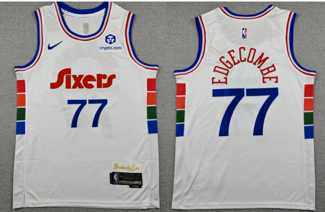 Men's Philadelphia 76ers #77 V. J. Edgecombe Royal 2025 Draft Icon Edition Stitched Jersey
