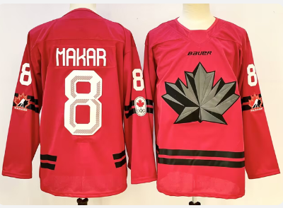 Men's Canada Hockey #8 Cale Makar Red Stitched Jersey