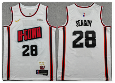 Men's Houston Rockets #28 Alperen Sengun White 2024-25 City Edition Stitched Jersey