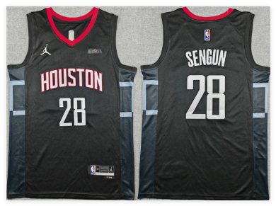 Men's Houston Rockets #28 Alperen Sengun Black Statement Edition Stitched Jersey
