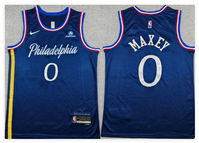Men's Philadelphia 76ers #0 Tyrese Maxey Navy 2025-26 City Edition Stitched Jersey