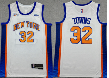 Men's New Yok Knicks #32 Karl-Anthony Towns White 2024-25 City Edition Stitched Basketball Jersey