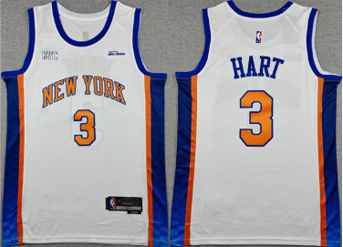 Men's New Yok Knicks #3 Josh Hart White 2024-25 City Edition Stitched Basketball Jersey
