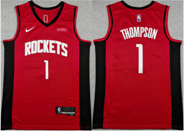 Men's Houston Rockets #1 Amen Thompson Red Icon Edition Stitched Jersey