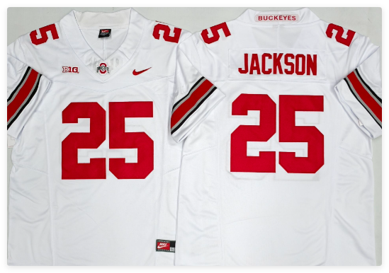 Ohio State Buckeyes White #25 JACKSON Ohio State Buckeyes White #25 JACKSON