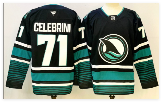 Men's San Jose Sharks #71 Macklin Celebrini Black 2024-25 Alternate Stitched Hockey Jersey