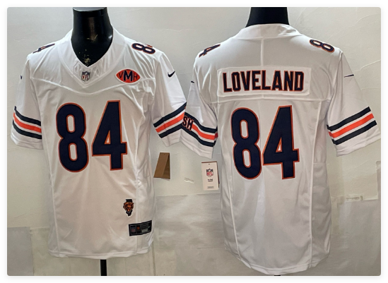Men's Chicago Bears #84 Colston Loveland White F.U.S.E. 2025 NFC North Champions & VMH Patch Vapor Untouchable Limited Stitched Football Jersey