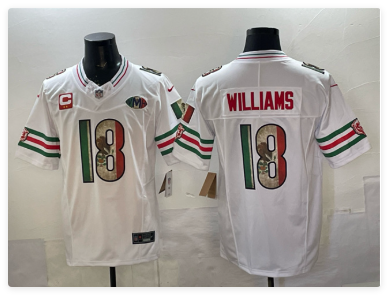 Men's Chicago Bears #18 Caleb Williams White Mexico F.U.S.E. With 2-star C Patch And VMH Patch Throwback Stitched Football Jersey