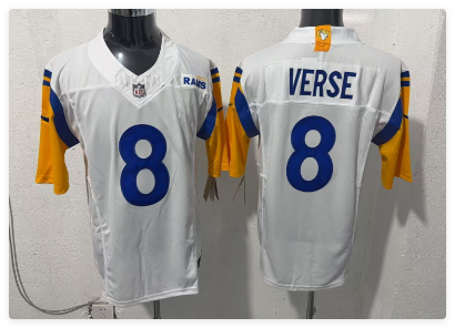 Men's Los Angeles Rams #8 Jared Verse white Limited Football Stitched Jersey