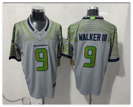 Men's Seattle Seahawks #9 Kenneth Walker III Gray 2025 F.U.S.E. “Rivalries” Vapor Limited Football Stitched Jersey