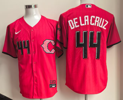 Men's Cincinnati Reds #44 Elly De La Cruz Red 2026 City Connect Stadium Stitched Baseball Jersey Men's Cincinnati Reds #44 Elly De La Cruz Red 2026 City Connect Stadium Stitched Baseball Jersey