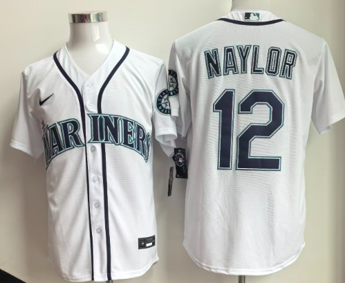 Men's Seattle Mariners #12 Josh Naylor White Cool Base Jersey Men's Seattle Mariners #12 Josh Naylor White Cool Base Jersey