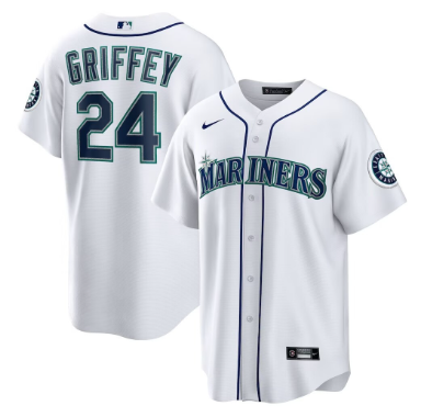 Men's Seattle Mariners #24 Ken Griffey Jr. White Cool Base Jersey Men's Seattle Mariners #24 Ken Griffey Jr. White Cool Base Jersey